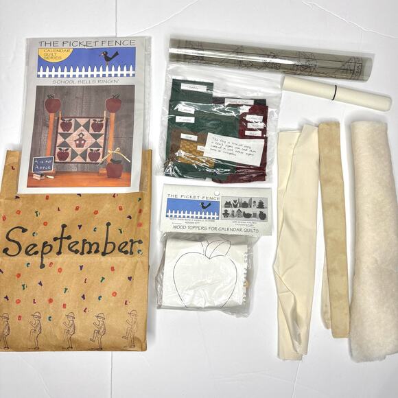 The Picket Fence Calendar Quilt Kit with Fabric September School Bells Ringin - Picture 1 of 7